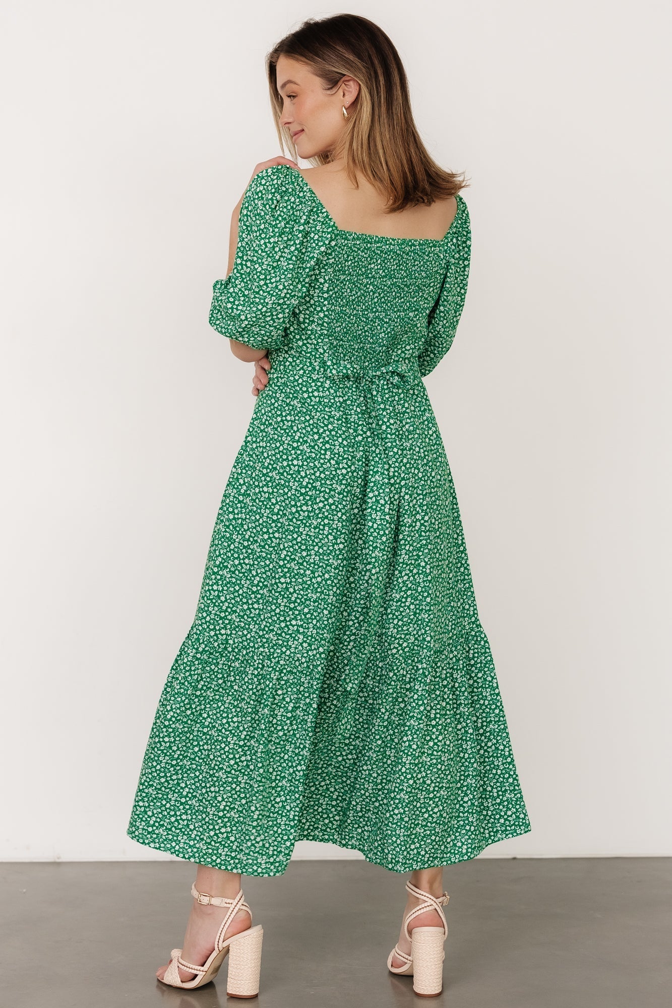 Elisabeth Button Dress | Green Floral
