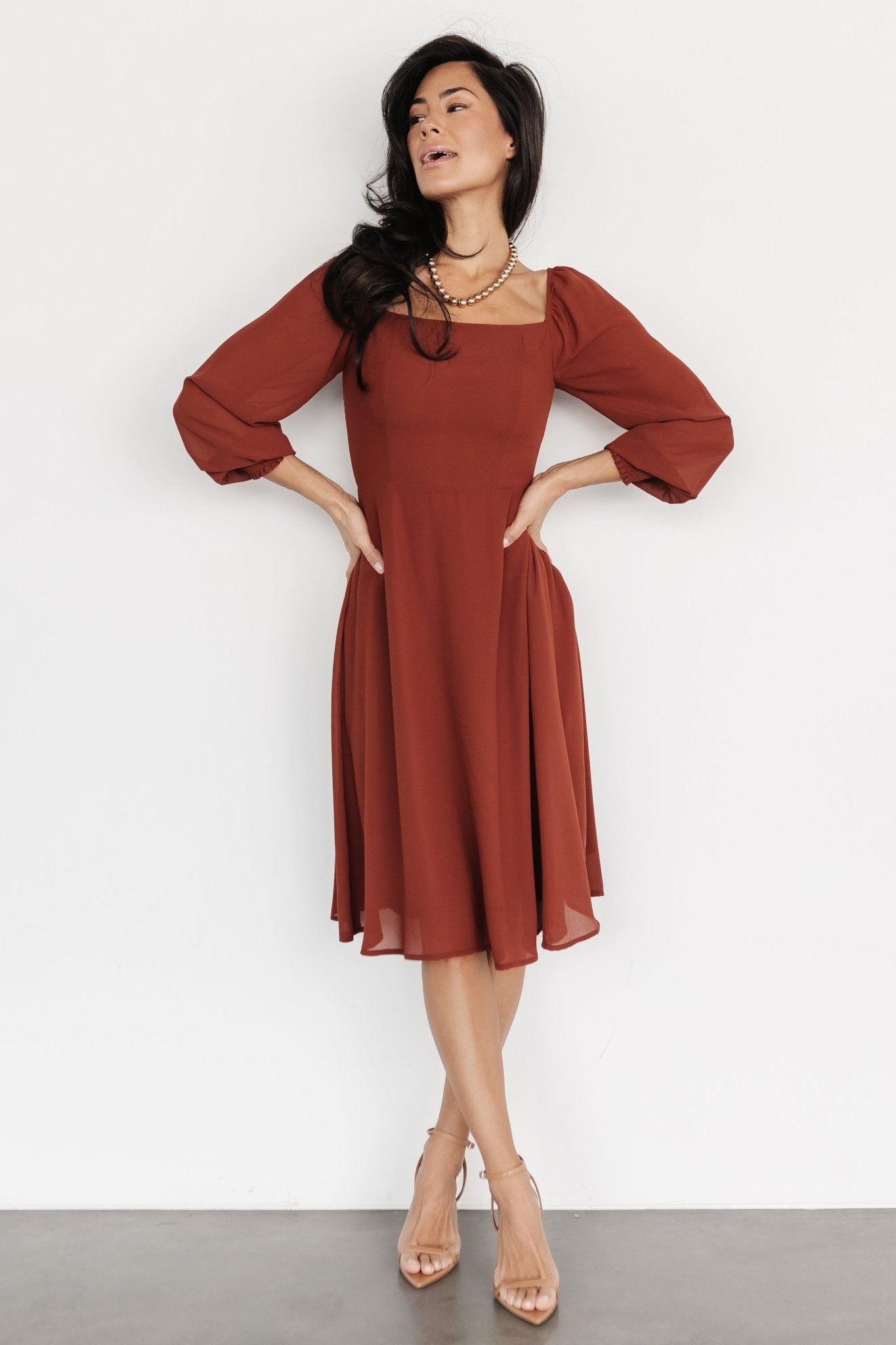 Elise Short Dress | Cinnamon