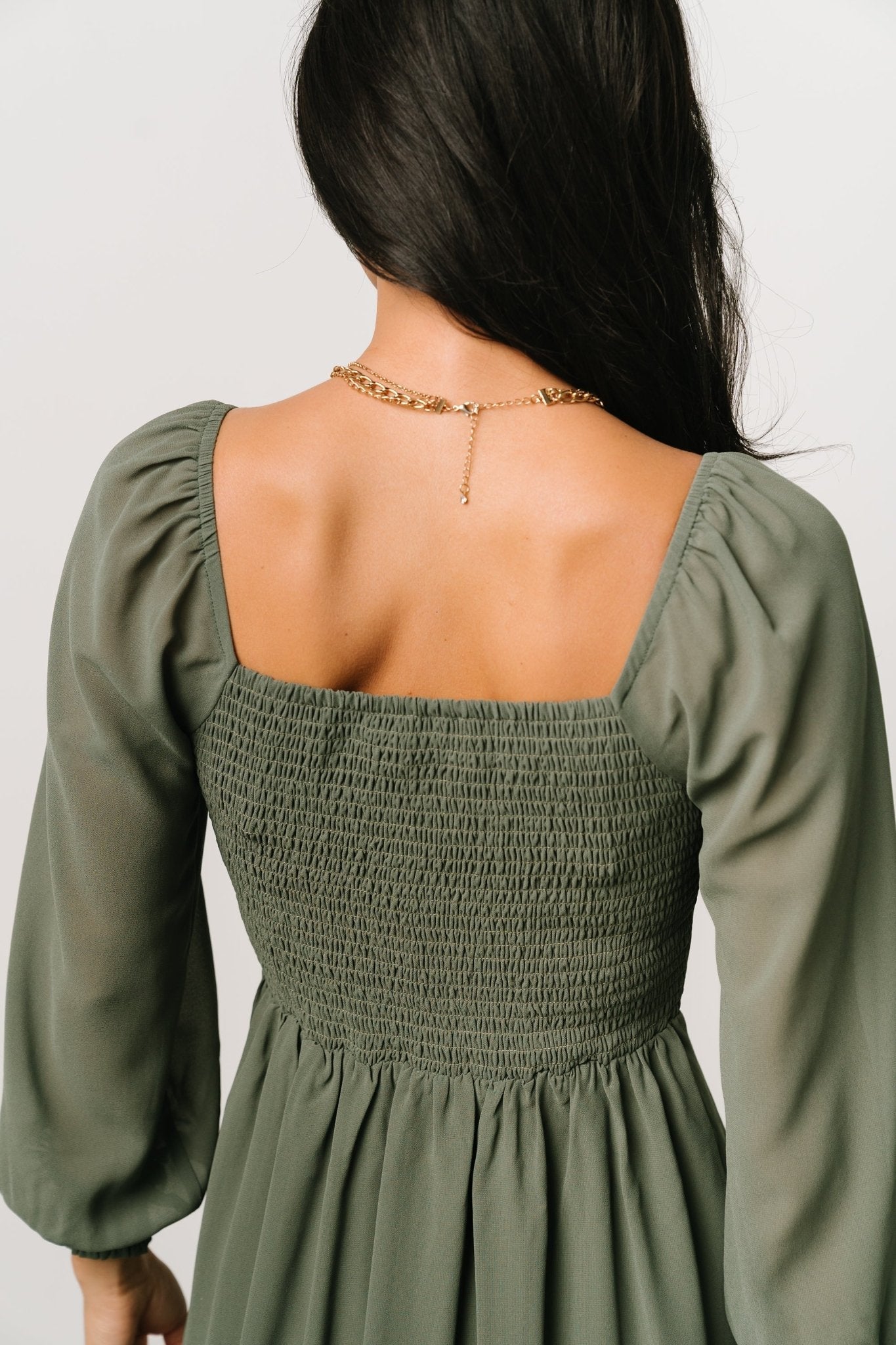 Elise Short Dress | Dark Sage