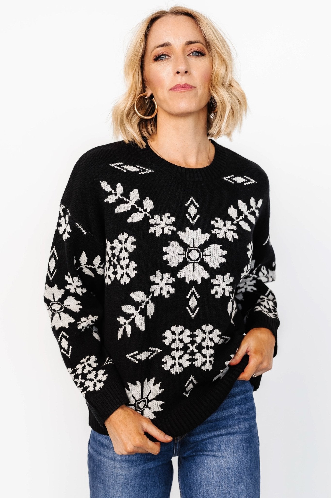 Elsa Sweater | Black + Off White
