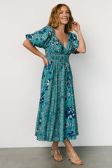Elyse Midi Dress | Teal + Blue Multi