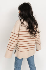Emerson Stripe Knit Sweater | Beige + Camel