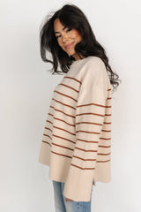 Emerson Stripe Knit Sweater | Beige + Camel