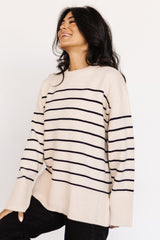 Emerson Stripe Knit Sweater | Ivory + Black
