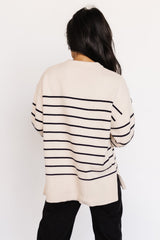 Emerson Stripe Knit Sweater | Ivory + Black