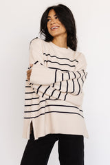 Emerson Stripe Knit Sweater | Ivory + Black