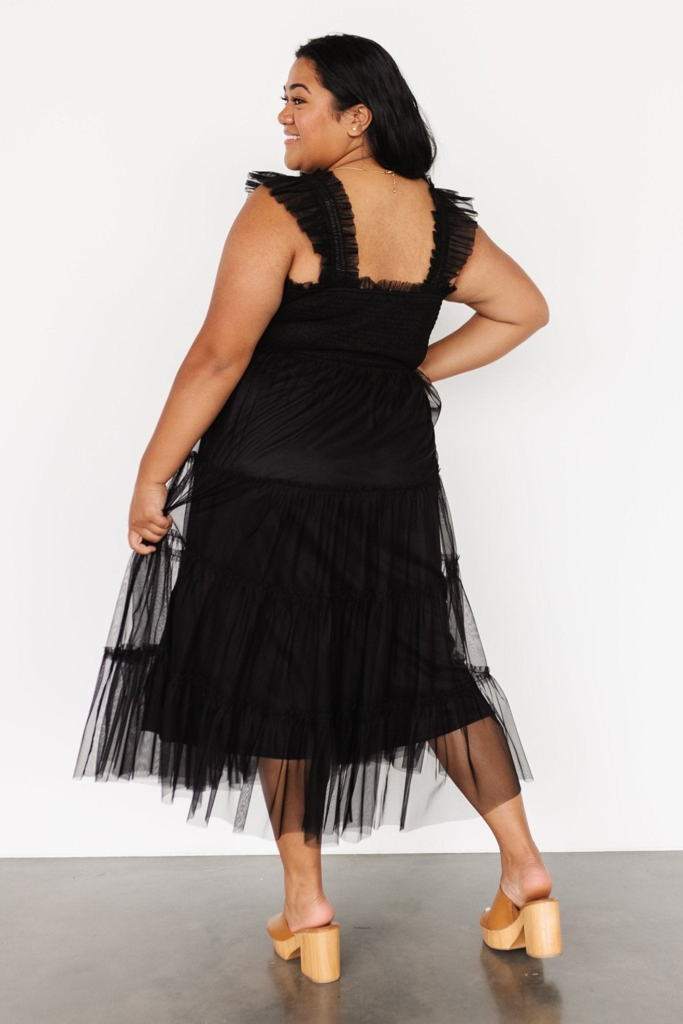 Emma Smocked Tulle Dress | Black