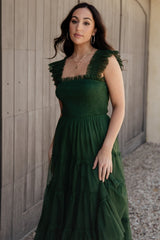 Emma Smocked Tulle Dress | Green