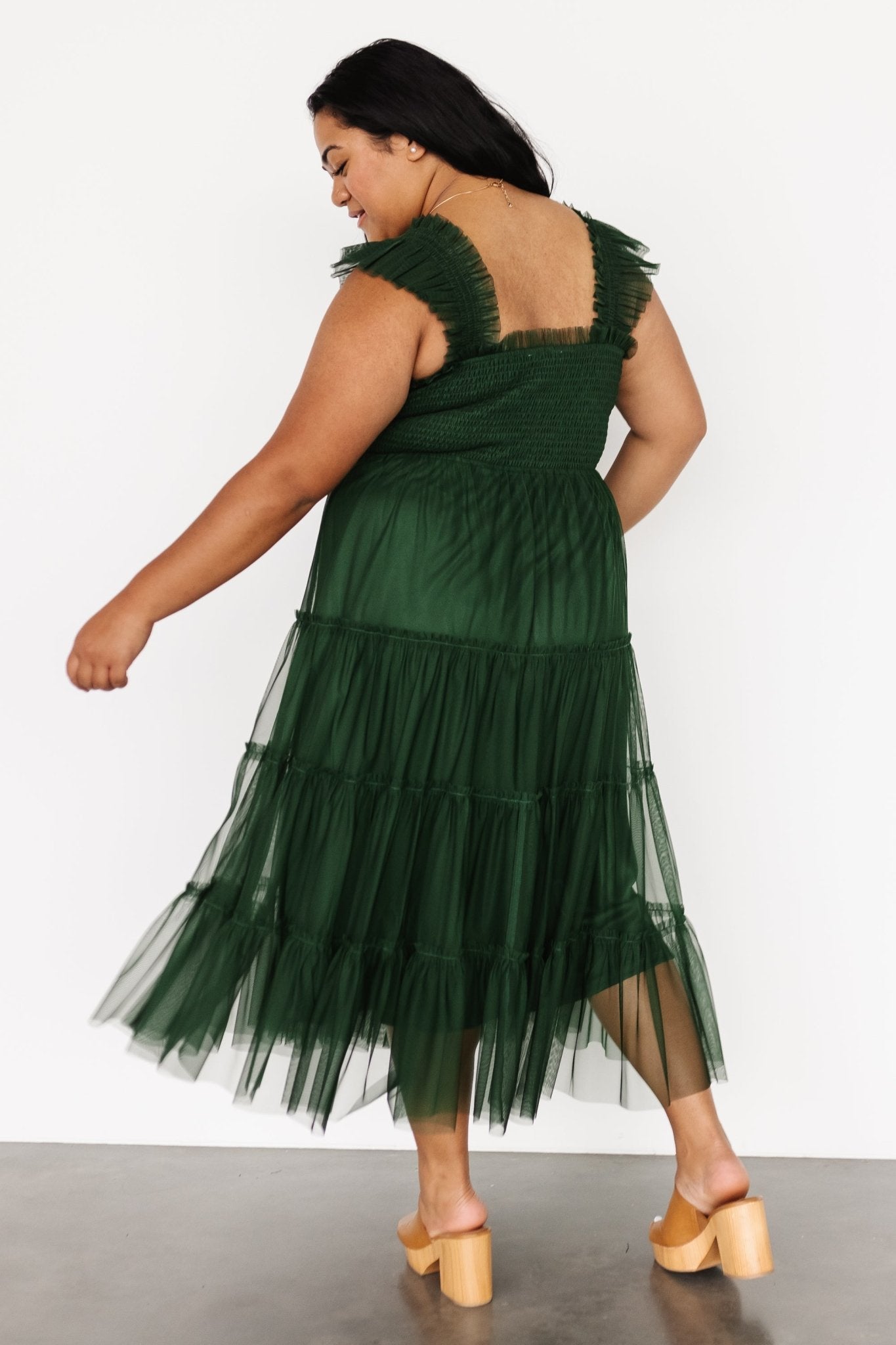 Emma Smocked Tulle Dress | Green
