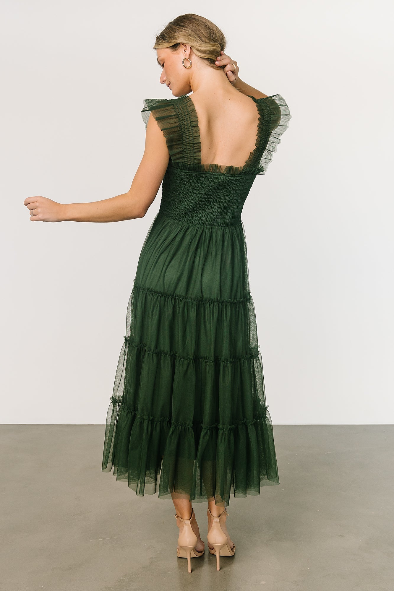 Emma Smocked Tulle Dress | Green