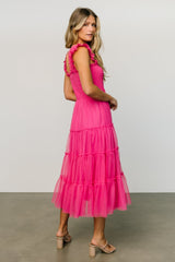 Emma Smocked Tulle Dress | Hot Pink