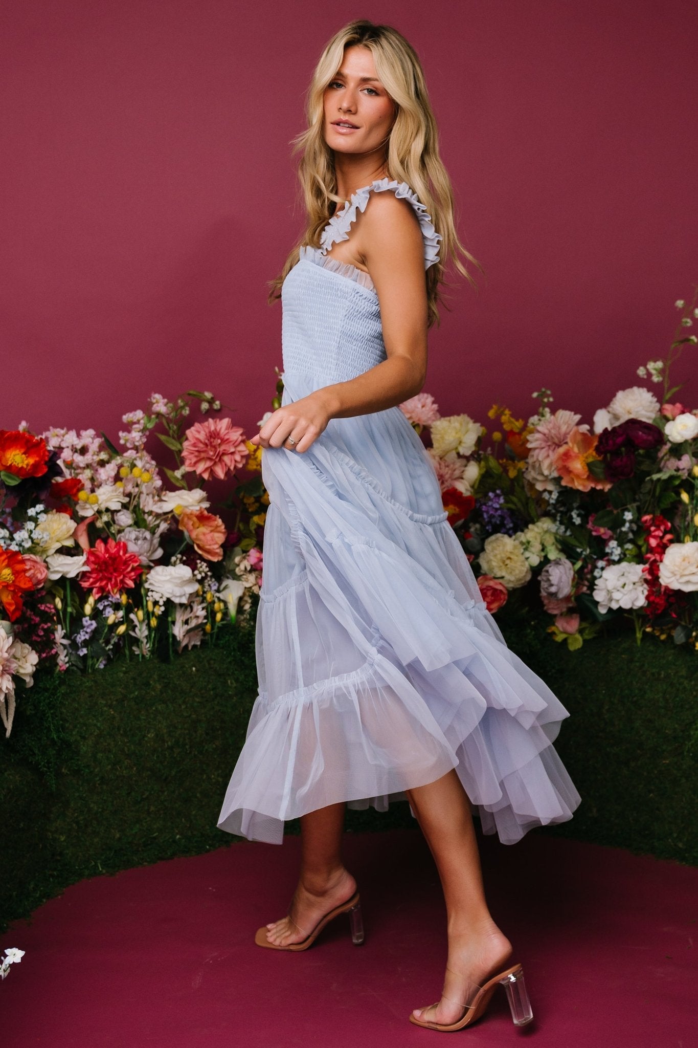 Emma Smocked Tulle Dress | Light Blue