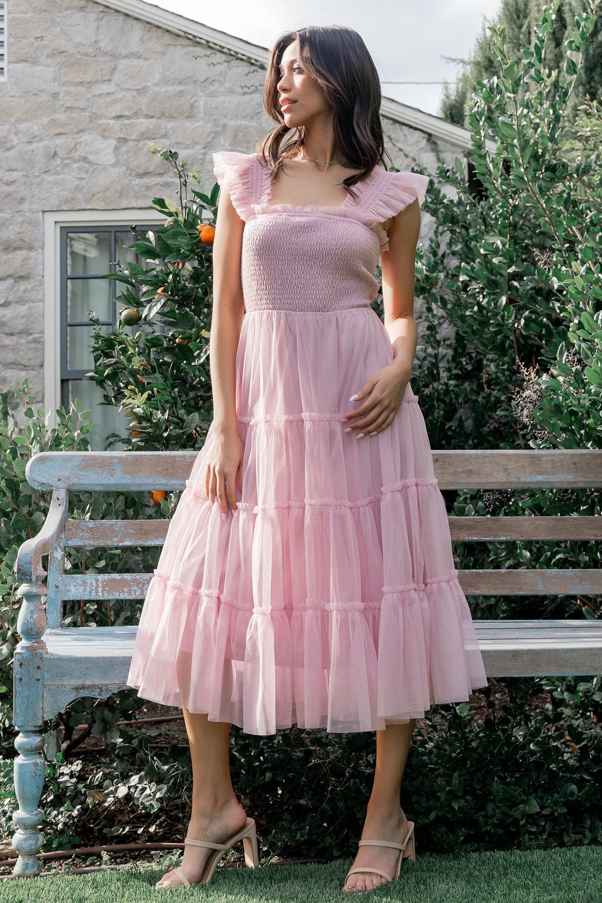 Emma Smocked Tulle Dress | Mauve