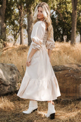 Emmeline Smocked Midi Dress | Natural