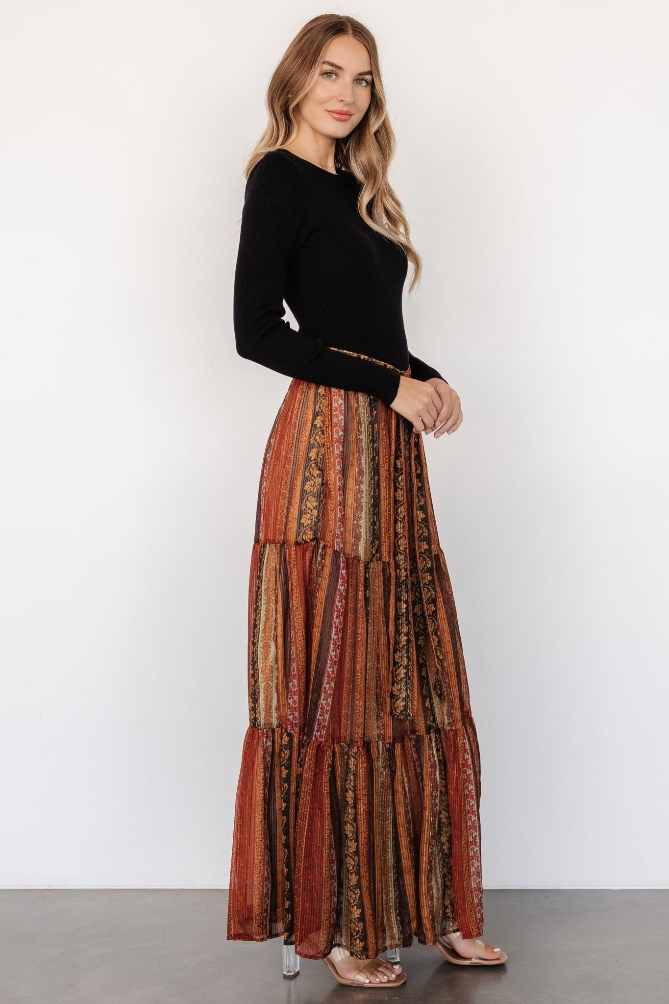 Emryn Sweater Dress | Black + Multi Print