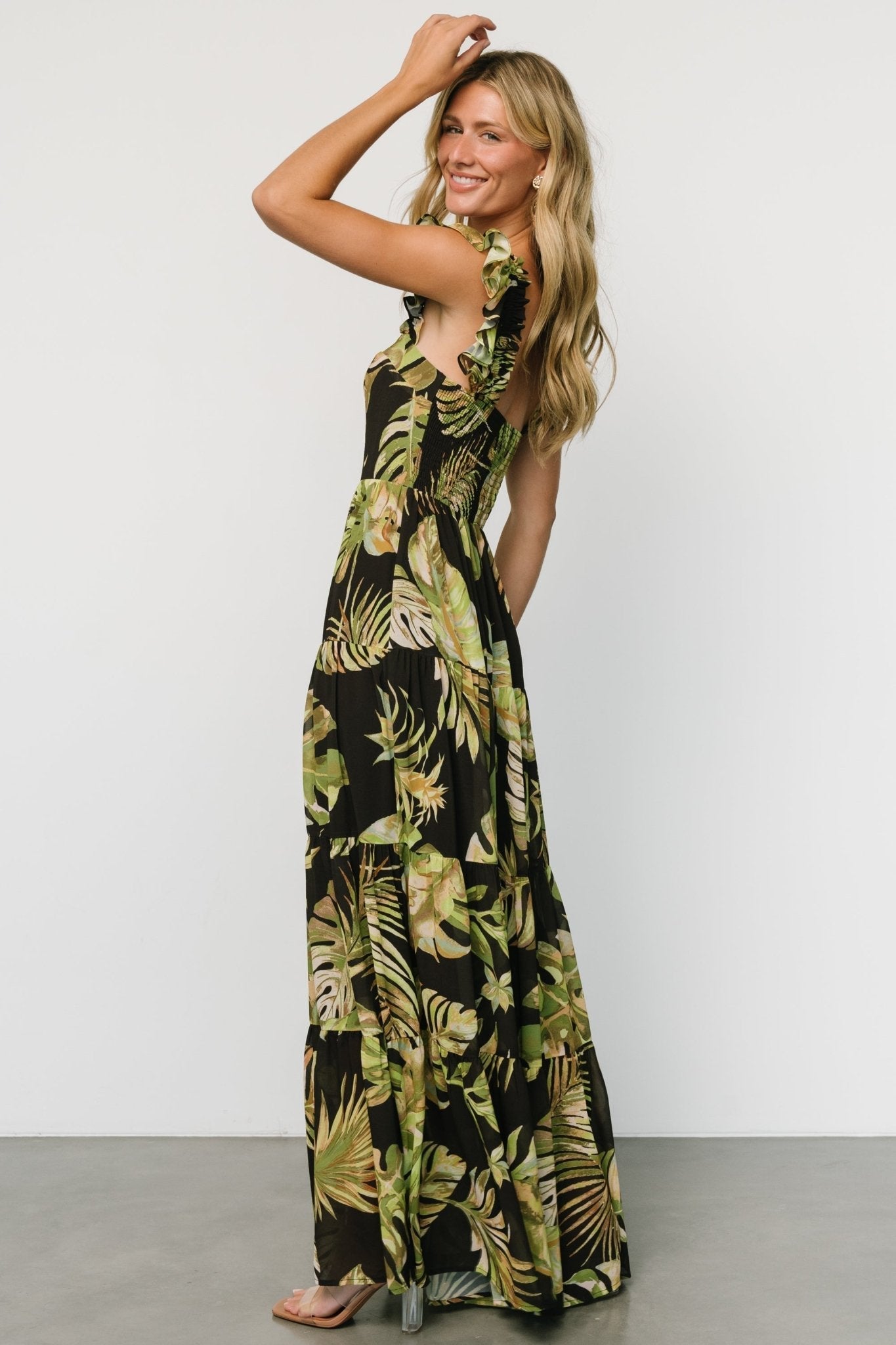 Encinitas Maxi Dress | Tropical Green + Black