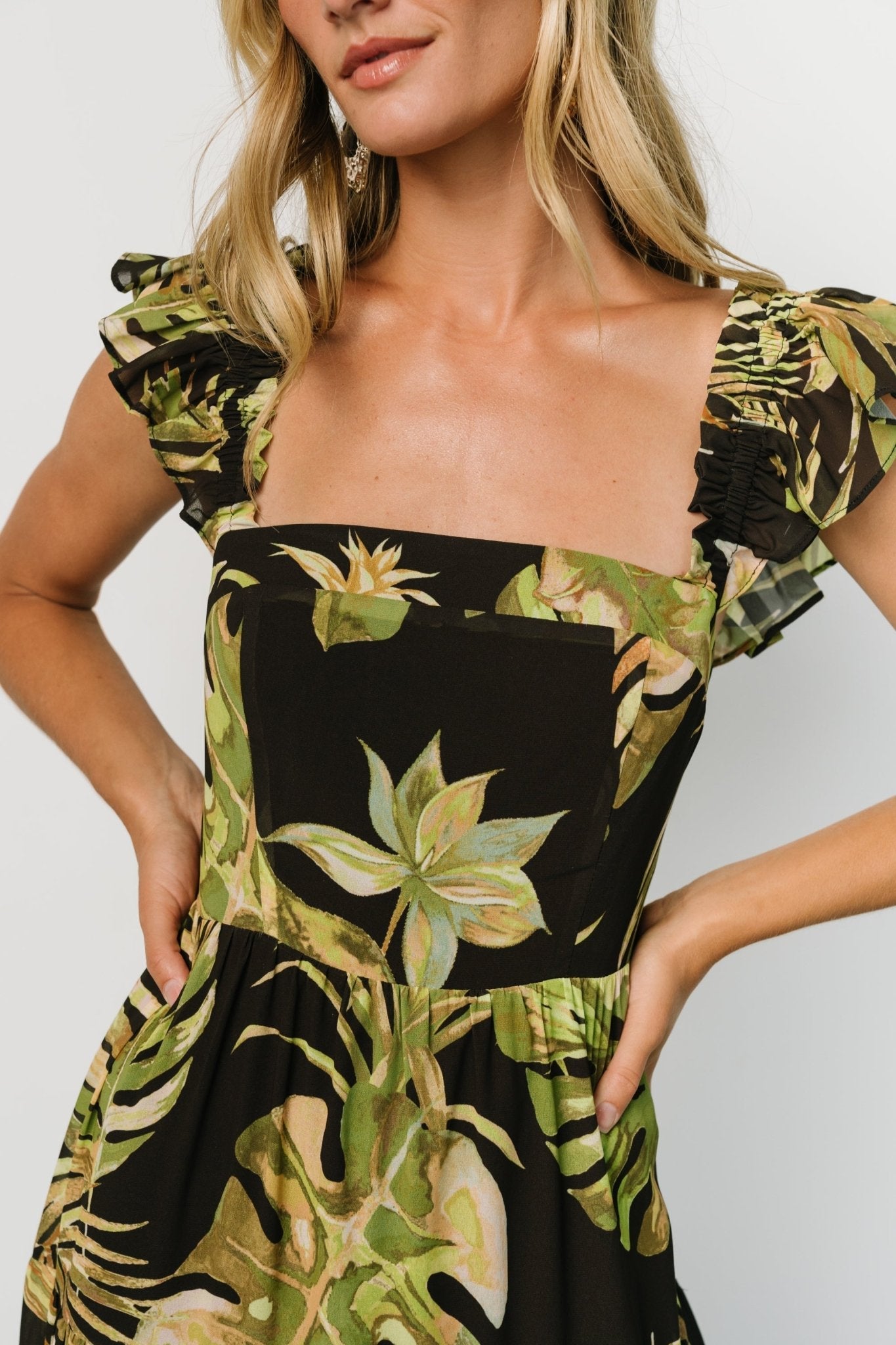 Encinitas Maxi Dress | Tropical Green + Black