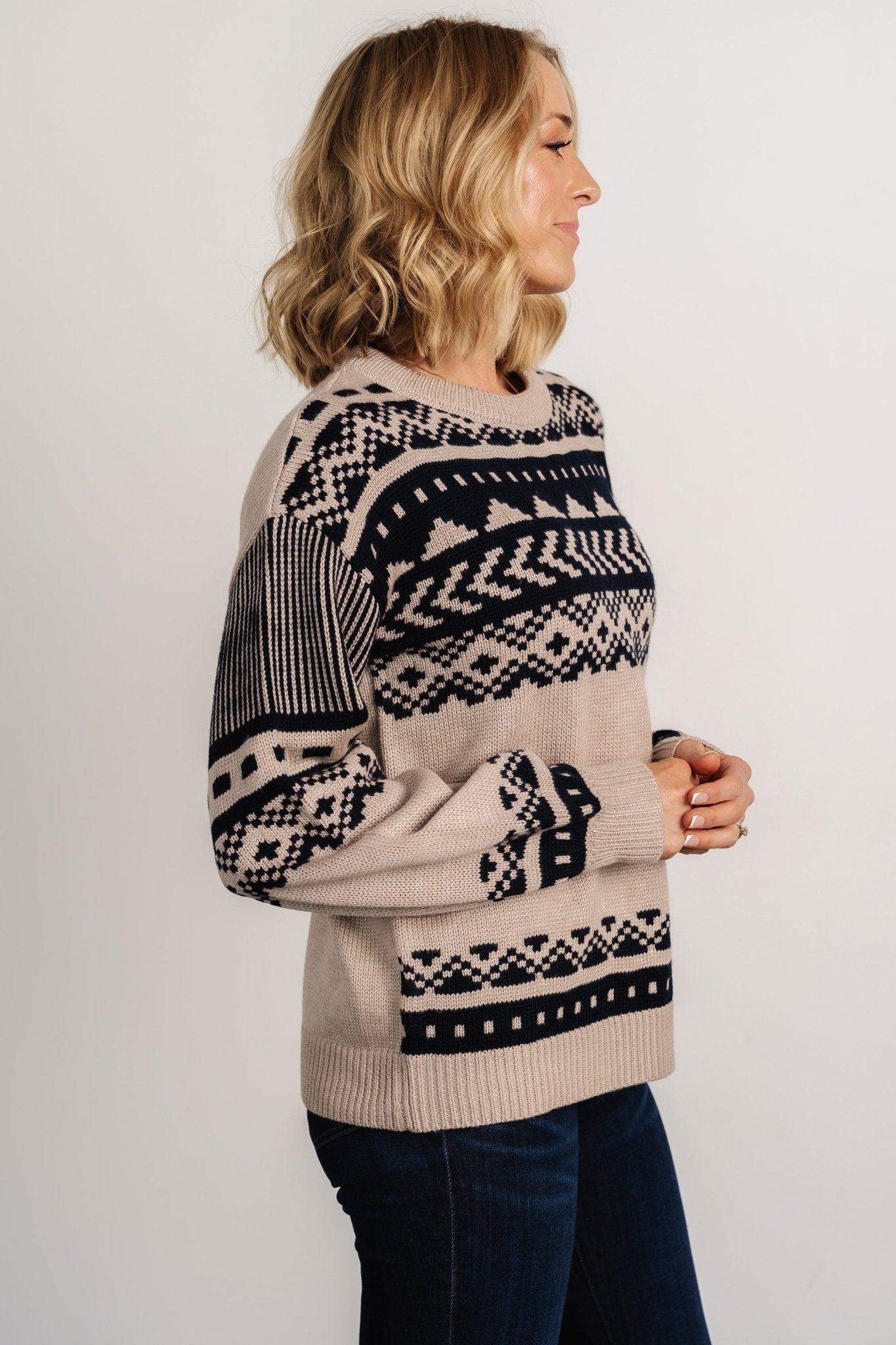 Eugene Sweater | Taupe + Navy