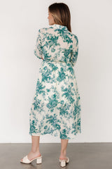 Eunice Button Midi Dress | Cream + Green Floral