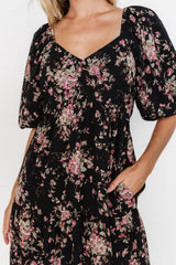 Evelette Dress | Black + Mauve Floral
