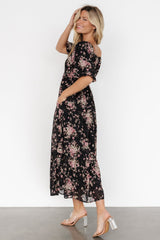 Evelette Dress | Black + Mauve Floral