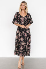 Evelette Dress | Black + Mauve Floral