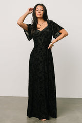 Everley Velvet Maxi Dress | Black
