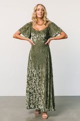 Everley Velvet Maxi Dress | Dark Sage