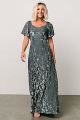 Everley Velvet Maxi Dress | Dusty Blue