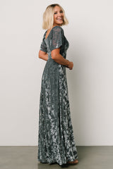 Everley Velvet Maxi Dress | Dusty Blue