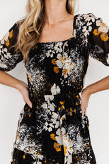 Fabian Jacquard Midi Dress | Black Floral
