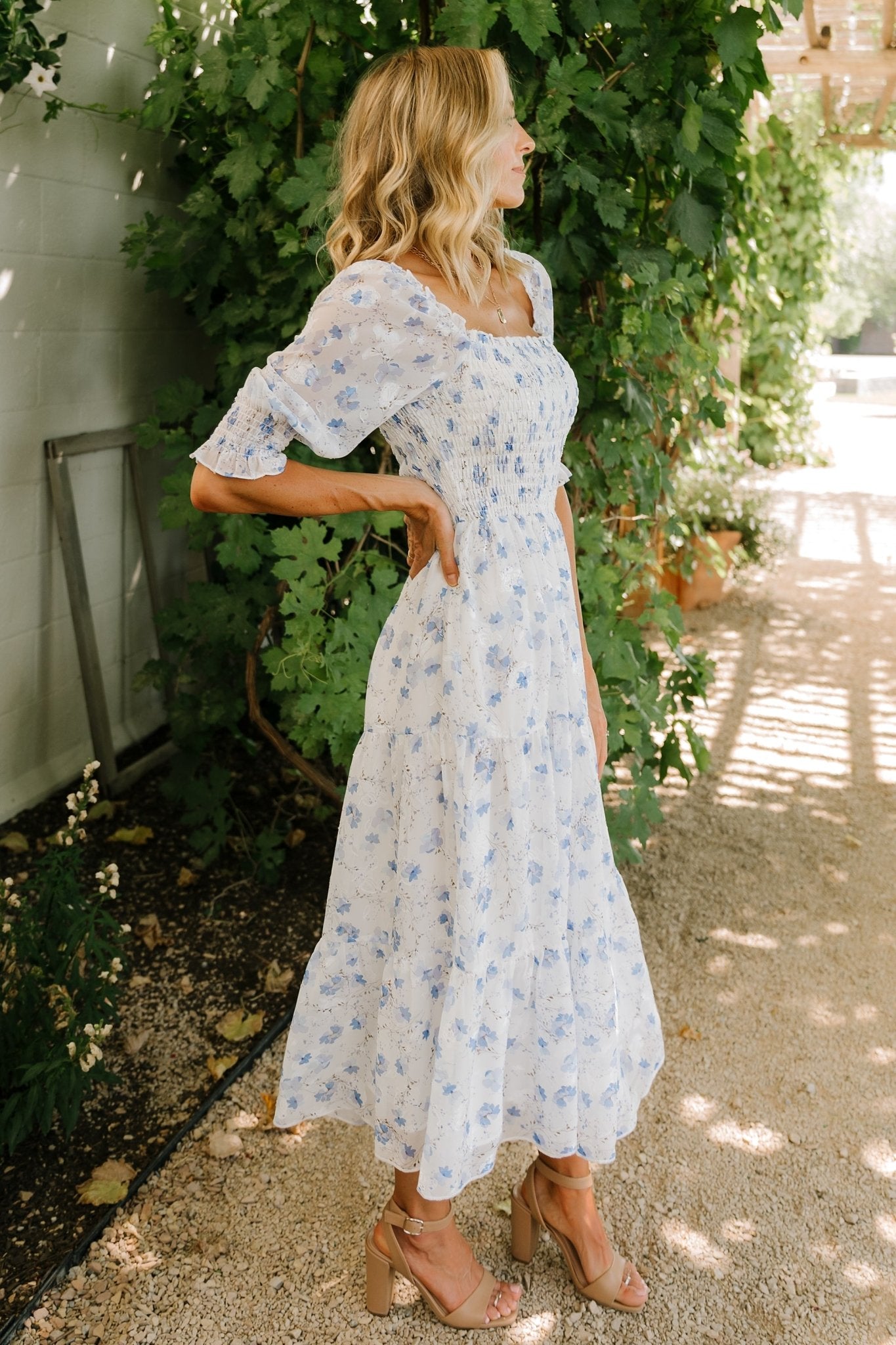 Fabian Jacquard Midi Dress | Blue Floral
