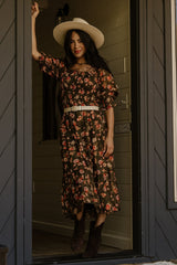 Fabian Jacquard Midi Dress | Olive Floral