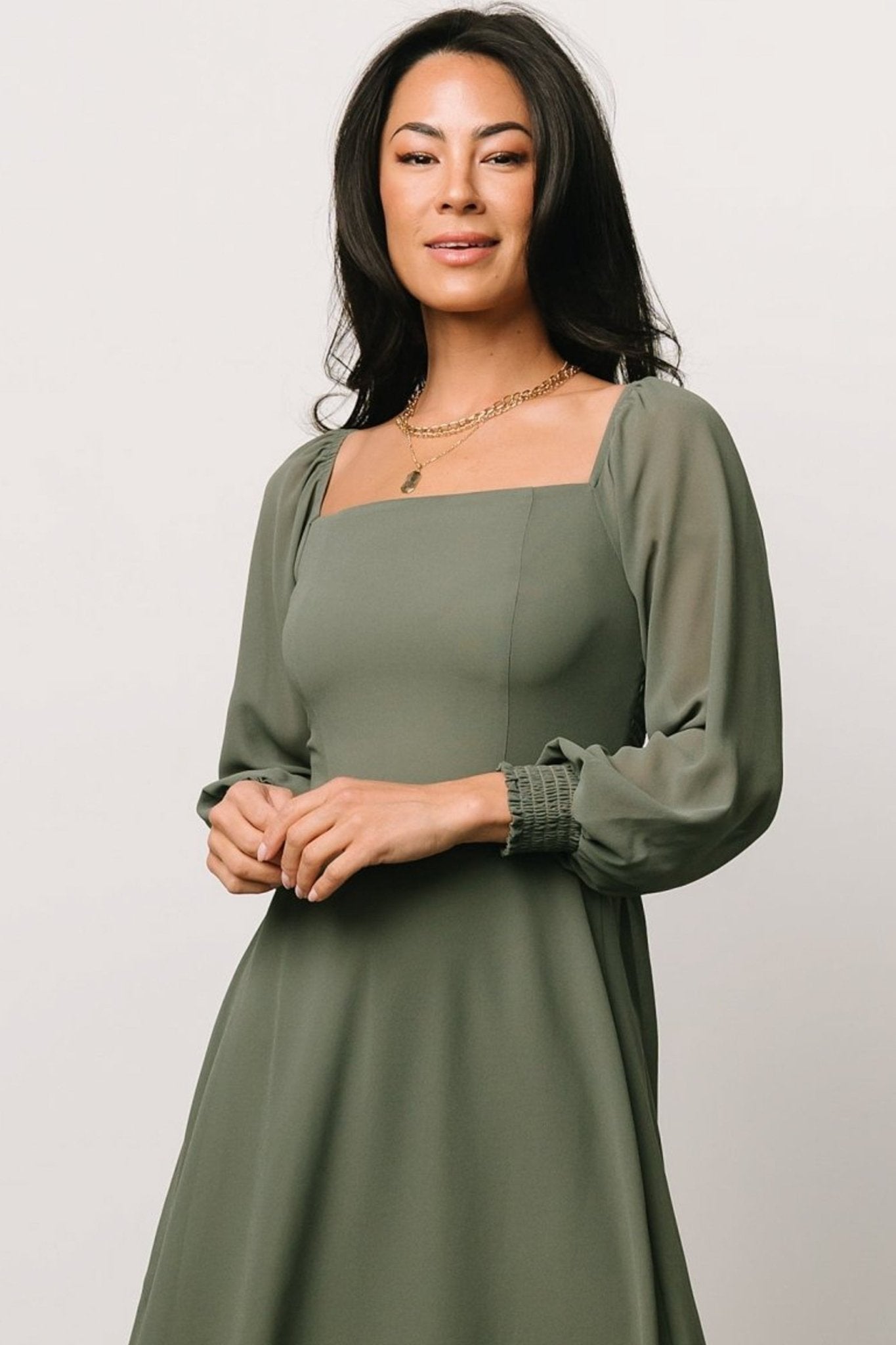 Fabric Swatch - Elise Chiffon | Dark Sage