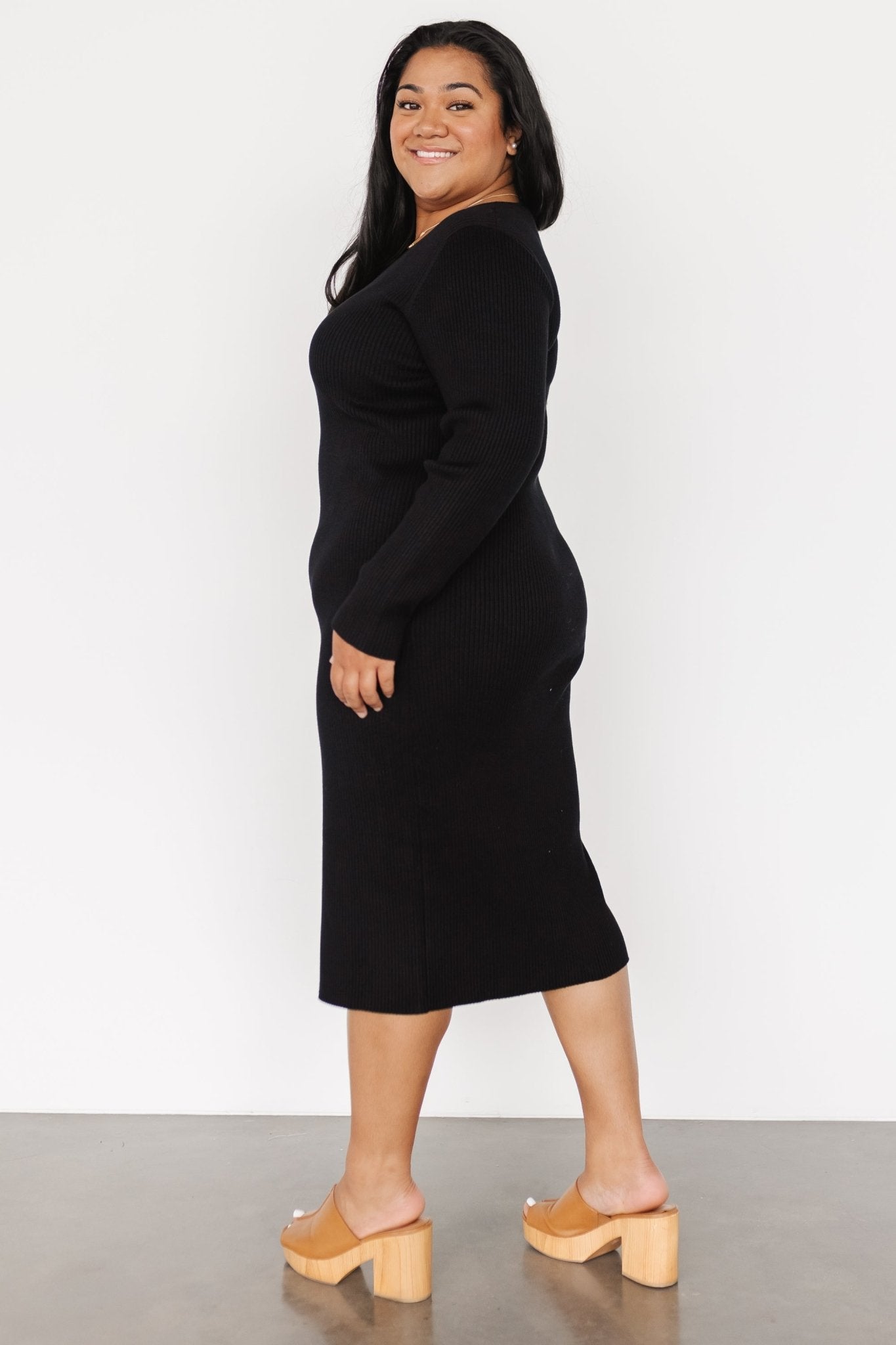 Fairmount Ribbed Midi Dress | Black