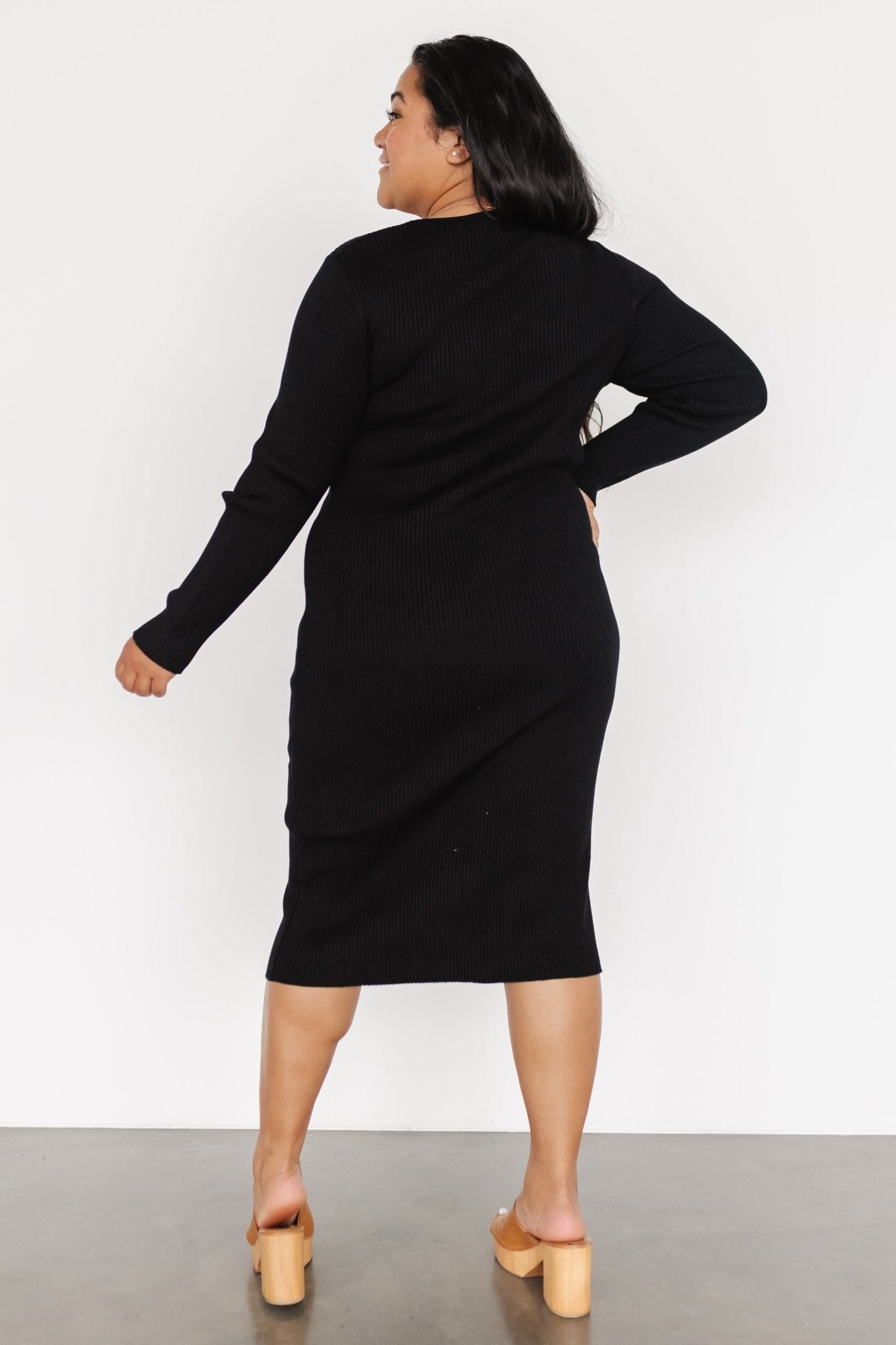Fairmount Ribbed Midi Dress | Black