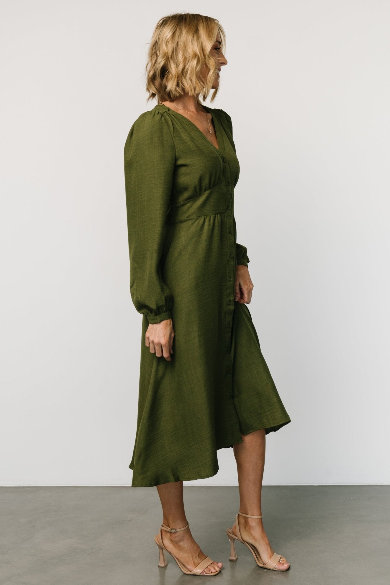 Faith Button Midi Dress | Olive