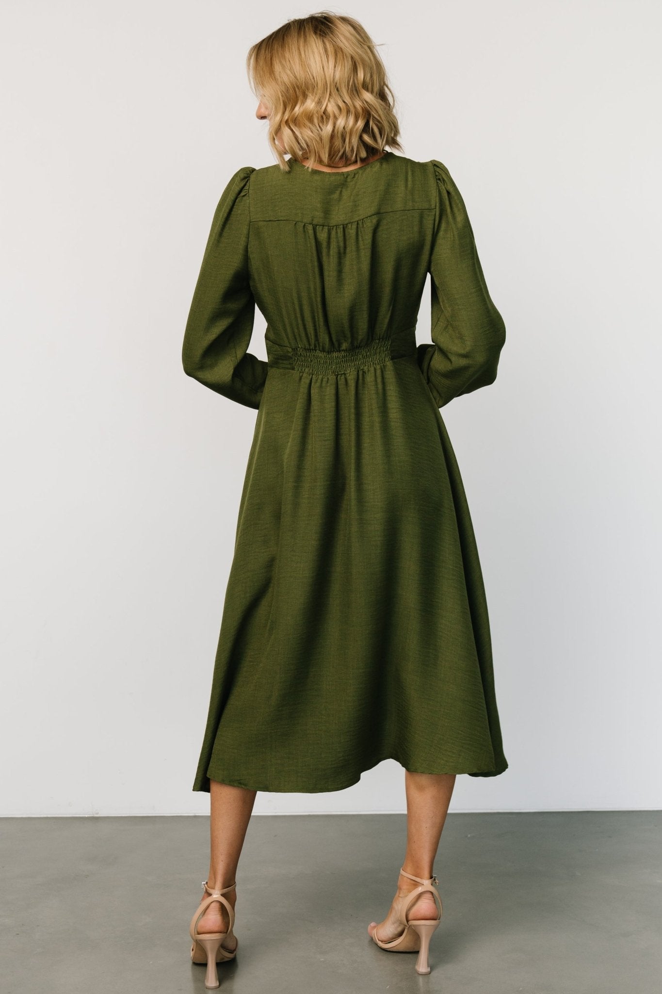 Faith Button Midi Dress | Olive