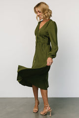 Faith Button Midi Dress | Olive