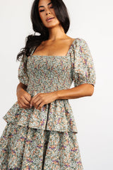 Felicia Tiered Maxi Dress | Green Multi