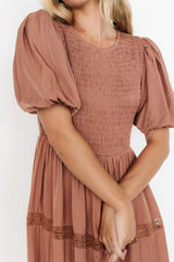Finley Smocked Midi Dress | Light Copper
