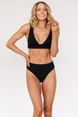 Formentera High Waist Bikini Bottom | Black