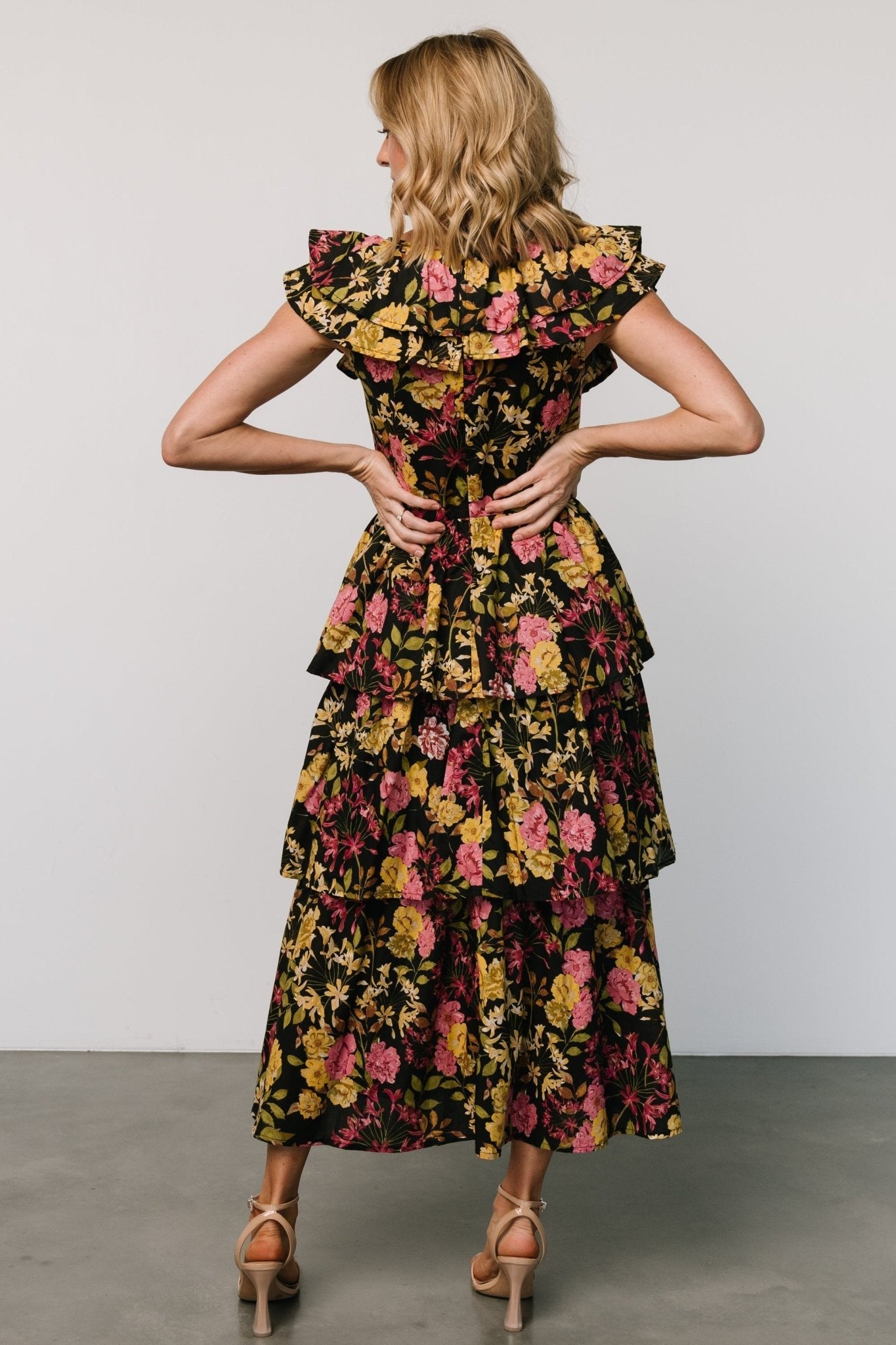 Francesca Tiered Maxi Dress | Black Floral