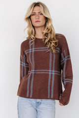 Francie Sweater | Brown + Blue Plaid