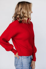 Frannie Knit Turtleneck Sweater | Red