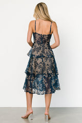 Georgiana Embroidered Midi Dress | Navy