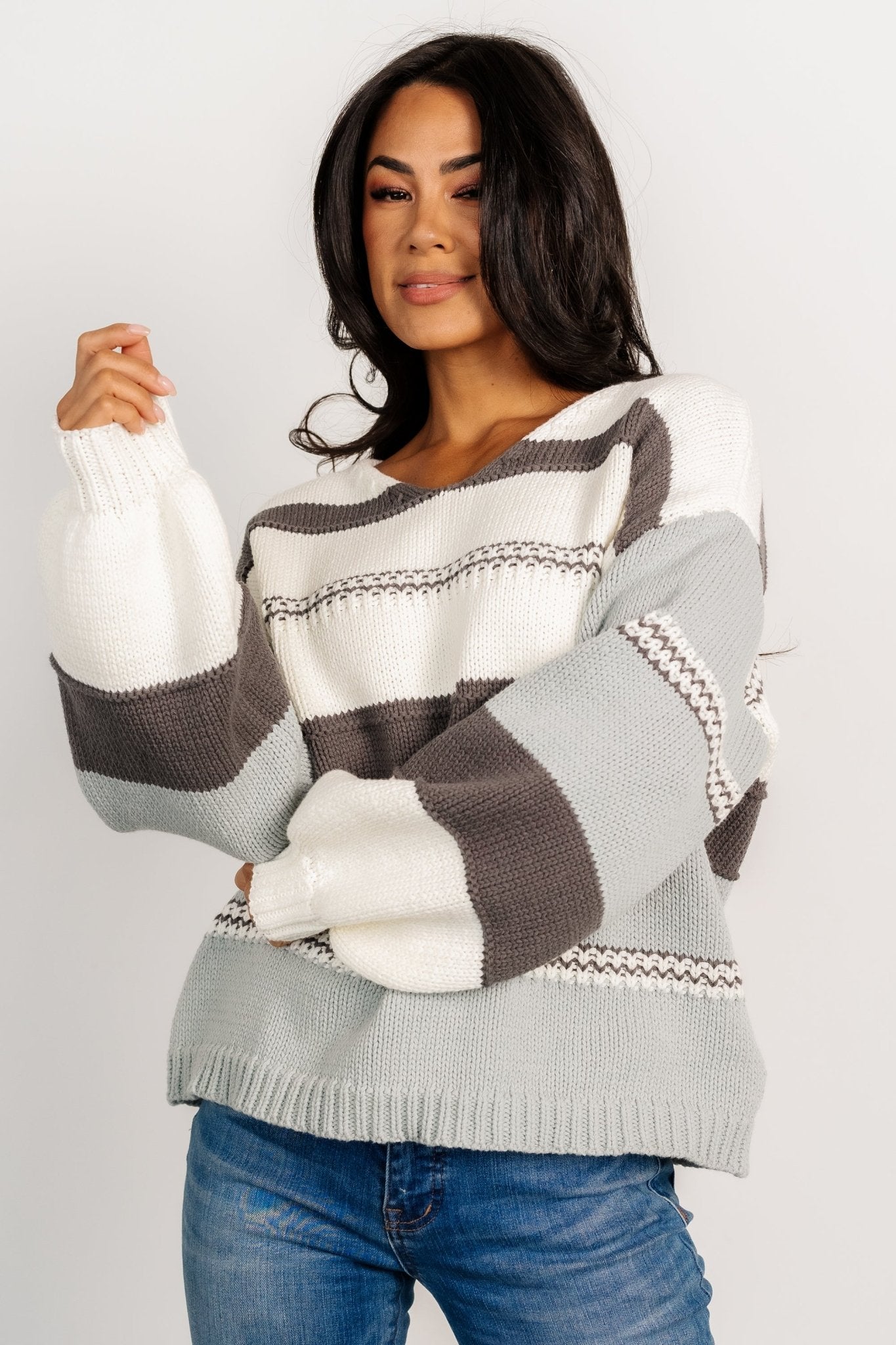 Glasgow Knit Sweater | Ivory Stripe