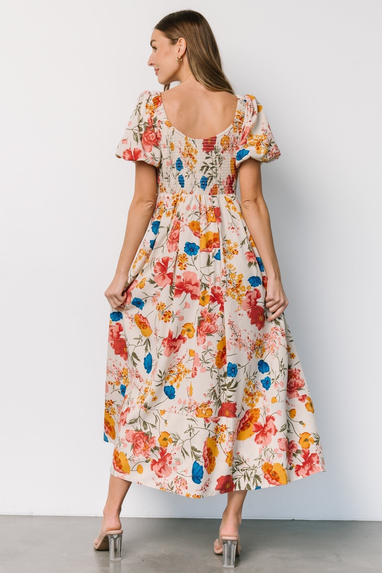 Greta Pleated Maxi Dress | Cream Multi Floral