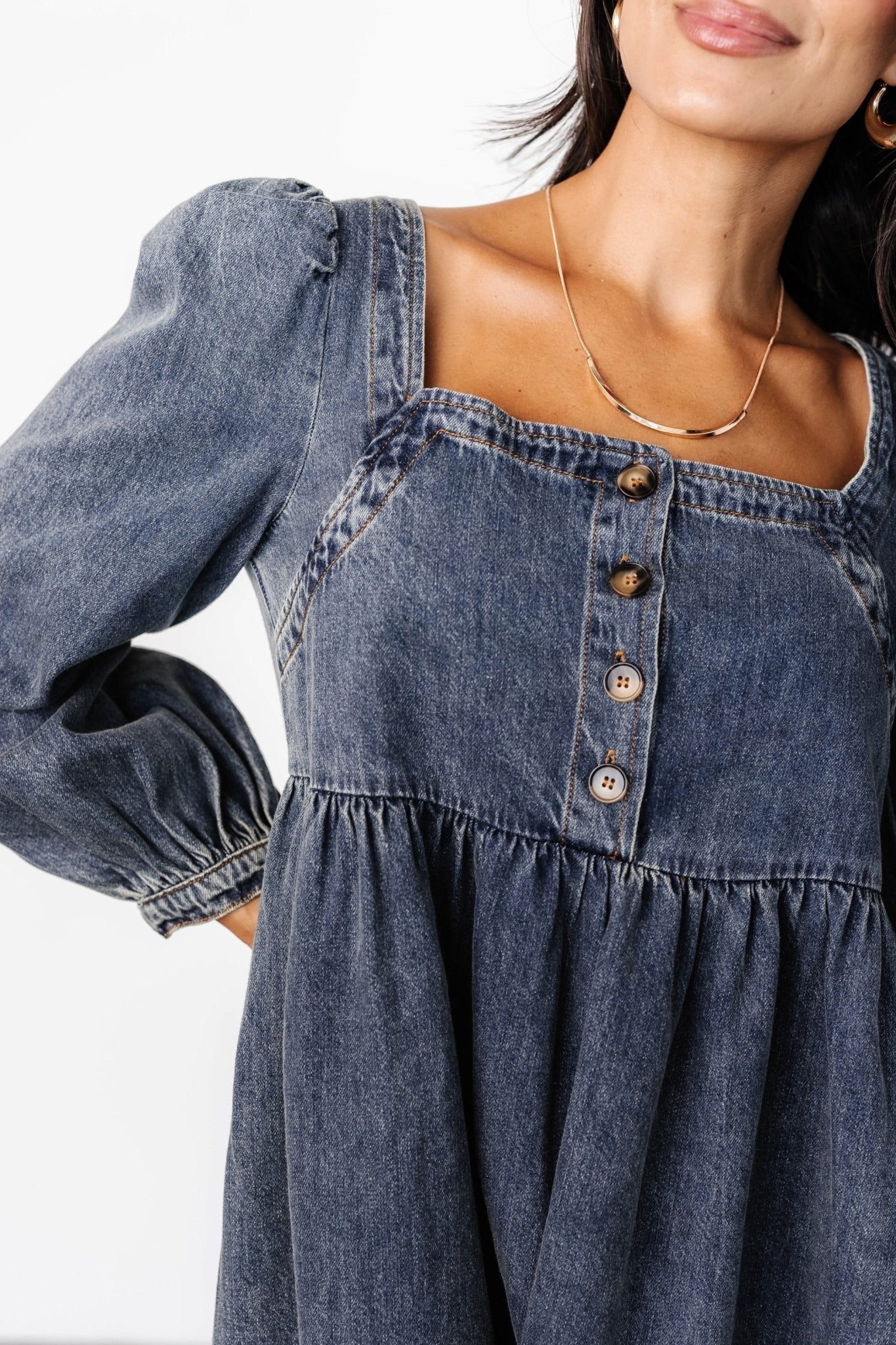 Gretchen Denim Short Dress | Blue