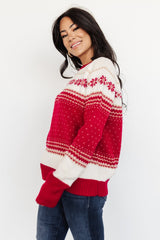 Griffin Knit Sweater | Red Multi